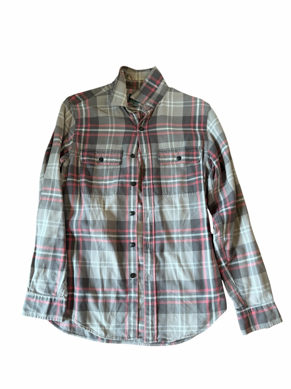J. Crew Men's Tan and Pink Plaid Button-Down Shirt
